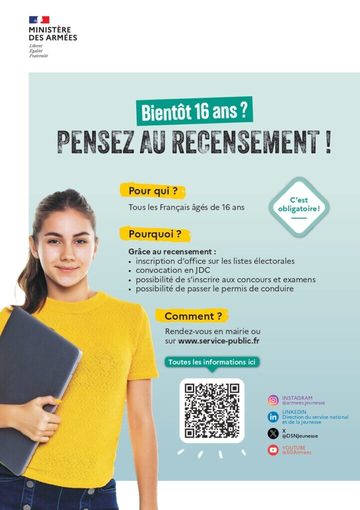 Recensement citoyen 16 ans JDC